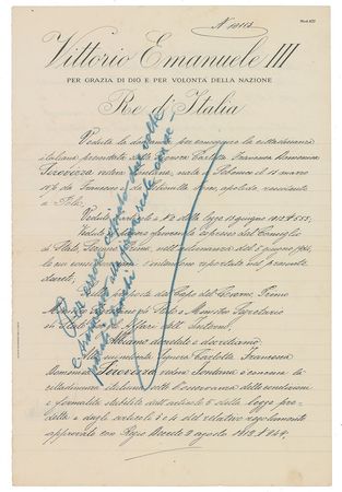 Lot #371 Benito Mussolini and Vittorio Emanuele III Signed Document - Image 1