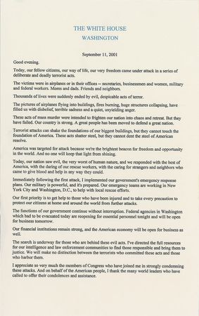 Lot #112 George W. Bush Souvenir Typescript - Image 1