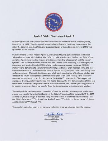 Lot #448 Apollo 9: CMP Scott’s flown Apollo 9 patch - Image 3