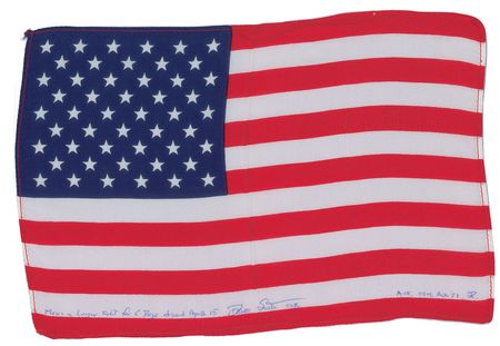 Lot #460 Apollo 15: Rarely seen mid-sized flown American flag from the Apollo 15 mission - Image 1