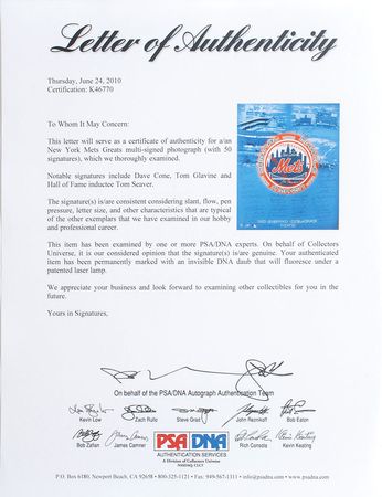 Lot #864 NY Mets: Signed by fifty Mets, greats, including Seaver, Glavine, and Cone - Image 2