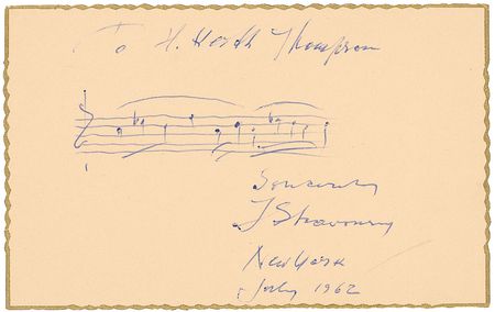 Lot #796 Igor Stravinsky Signed Musical Quote - Image 2