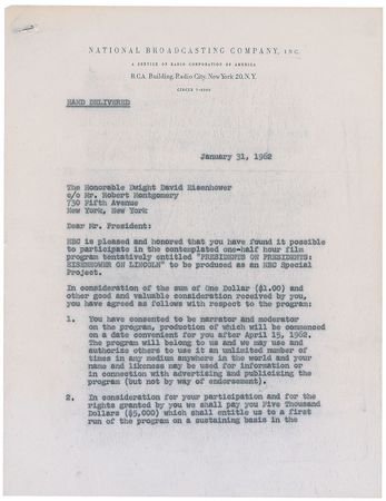 Lot #117 Dwight D. Eisenhower: “Presidents on Presidents: Eisenhower on Lincoln” - Image 1