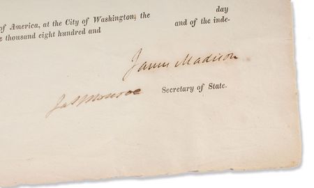 Lot #16 James Madison and James Monroe: Scarce blank commission for a privateer in the War of 1812 - Image 2