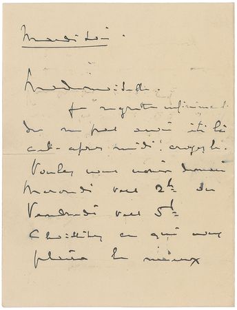 Lot #762 Claude Debussy: Debussy requests rehearsal time with his young soprano - Image 1