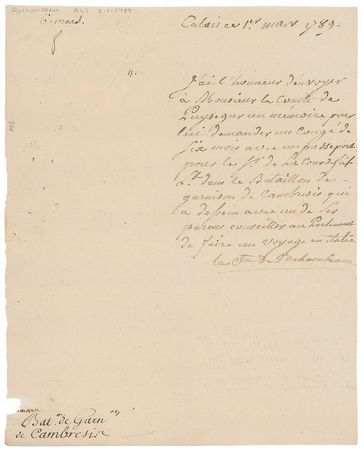 Lot #508 Jean-Baptiste de Rochambeau Handwritten Letter Signed - Image 2