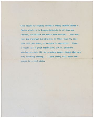 Lot #87 Theodore Roosevelt: “I know very well about the cougar in a wild state” - Image 2