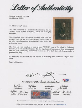 Lot #341 Thomas Edison Signed Photograph - Image 2