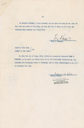 Lot #124 John F. Kennedy: Uncommon 1955 power of attorney - Image 2