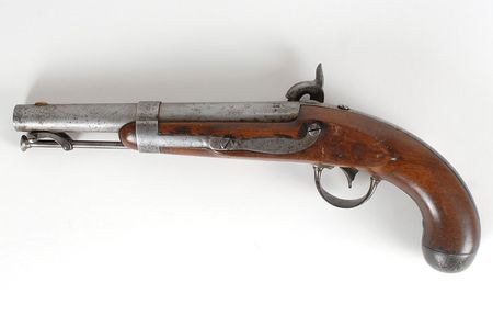 Lot #542 US Model 1836 Pistol: US Model 1836 with possible Confederate alteration to percussion - Image 1