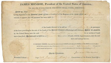 Lot #17 James Monroe Signed Document