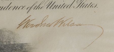 Lot #101 Woodrow Wilson Signed Document - Image 2