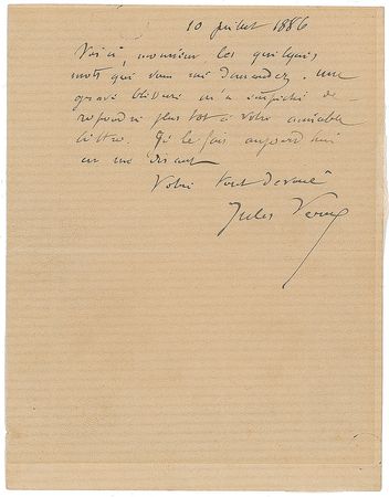 Lot #727 Jules Verne Handwritten Letter Signed - Image 1