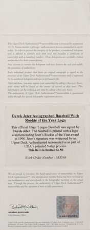 Lot #1046 Derek Jeter Baseball - Image 3
