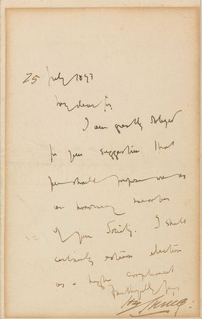Lot #755 Bram Stoker and Henry Irving Signed Letter - Image 1