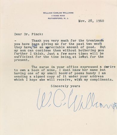 Lot #732 William Carlos Williams Typed Letter Signed and Book - Image 1