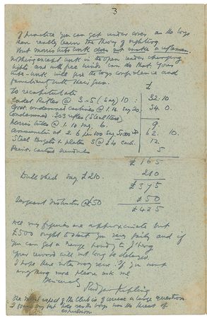 Lot #702 Rudyard Kipling Handwritten Letter Signed - Image 3