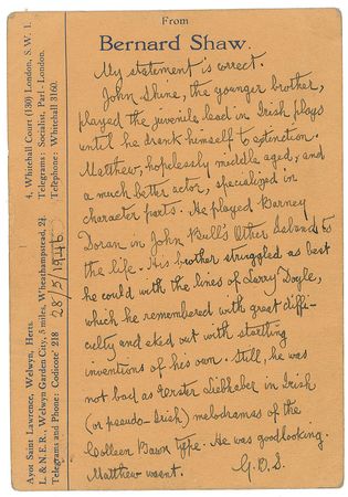 Lot #719 George Bernard Shaw Handwritten Letter Signed - Image 1
