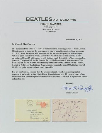 Lot #829 Beatles: John Lennon Signature - Image 3