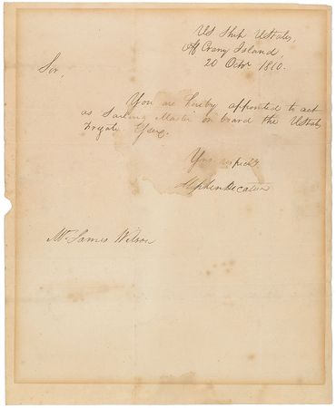 Lot #513 Stephen Decatur Signed Document - Image 1