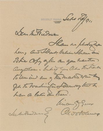 Lot #456 Oliver Wendell Holmes, Jr Handwritten Letter Signed - Image 1