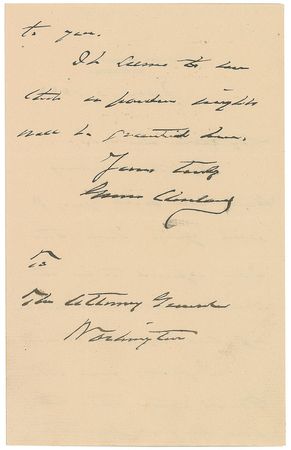 Lot #81 Grover Cleveland: ?A pardon might well be granted??the president to his attorney general - Image 2