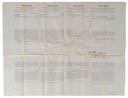 Lot #30 John Tyler Signed Document