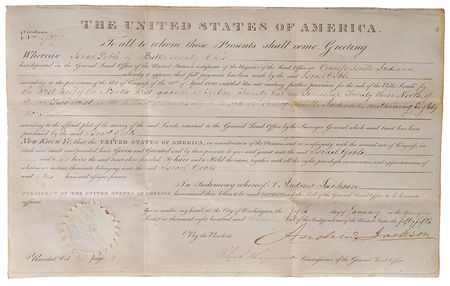 Lot #24 Andrew Jackson Signed Document