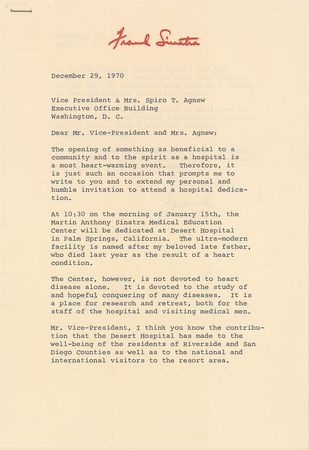 Lot #177 Frank Sinatra Typed Letter Signed - Image 1