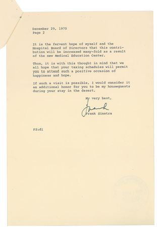 Lot #177 Frank Sinatra Typed Letter Signed - Image 2
