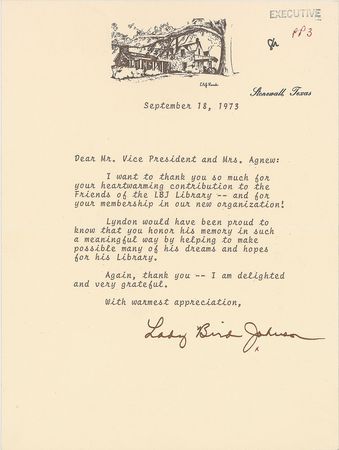 Lot #174 Lady Bird Johnson, Lowell Thomas, and Hubert Humphrey Group Lot - Image 2