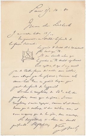 Lot #355 Alfred Nobel: Rare letter and sketch
