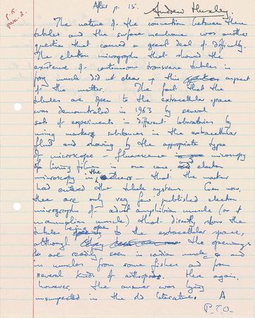 Lot #459 Andrew Huxley Signed Manuscript - Image 1