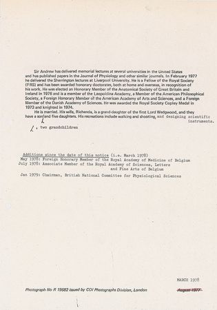 Lot #459 Andrew Huxley Signed Manuscript - Image 5