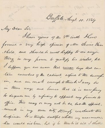 Lot #34 Millard Fillmore Handwritten Letter Signed