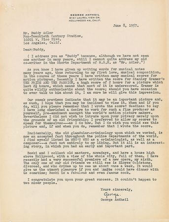 Lot #773 George Antheil Typed Letter Signed - Image 2