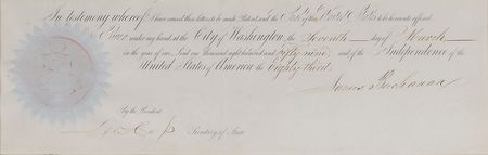 Lot #44 James Buchanan Partial Signed Document