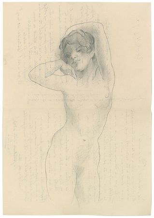 Lot #636 Alphonse Mucha: Lengthy letter featuring a stunning classic nude study - Image 3