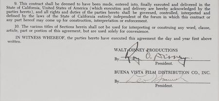 Lot #662 Roy O. Disney Signed Document - Image 2