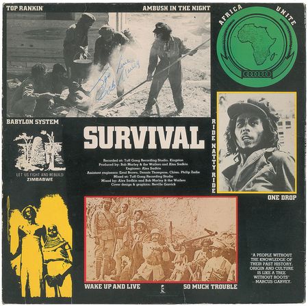 Lot #815 Bob Marley: Exceptional Survival album signed by the reggae pioneer - Image 1