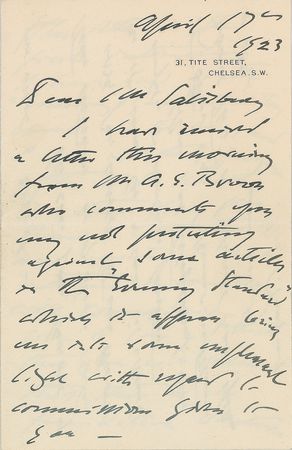 Lot #656 John Singer Sargent Handwritten Letter Signed - Image 1