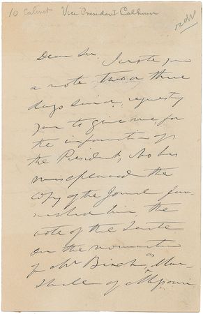 Lot #426 John C. Calhoun Handwritten Letter Signed - Image 1