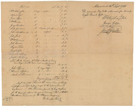 Lot #3 George Washington: The first known payroll of Washington?s Potowmack Company - Image 2
