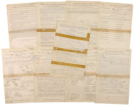 Lot #1028 Knute Rockne: Saving up to attend Notre Dame, Rockne completes a lengthy postal clerk exam - Image 1