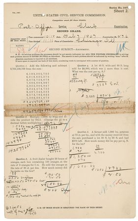 Lot #1028 Knute Rockne: Saving up to attend Notre Dame, Rockne completes a lengthy postal clerk exam - Image 8