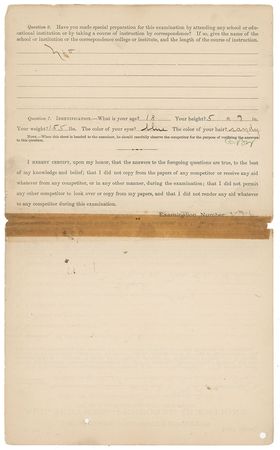 Lot #1028 Knute Rockne: Saving up to attend Notre Dame, Rockne completes a lengthy postal clerk exam - Image 13