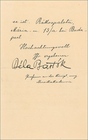 Lot #567 Béla Bartok Signed Letter - Image 2