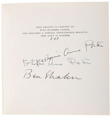 Lot #498 Ben Shahn and Katherine Anne Porter Book - Image 1