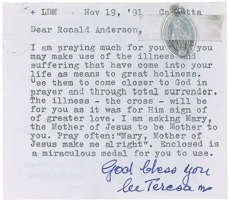 Lot #312 Mother Teresa Typed Letter Signed - Image 1