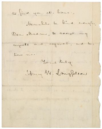 Lot #555 Henry Wadsworth Longfellow Handwritten Letter Signed - Image 2